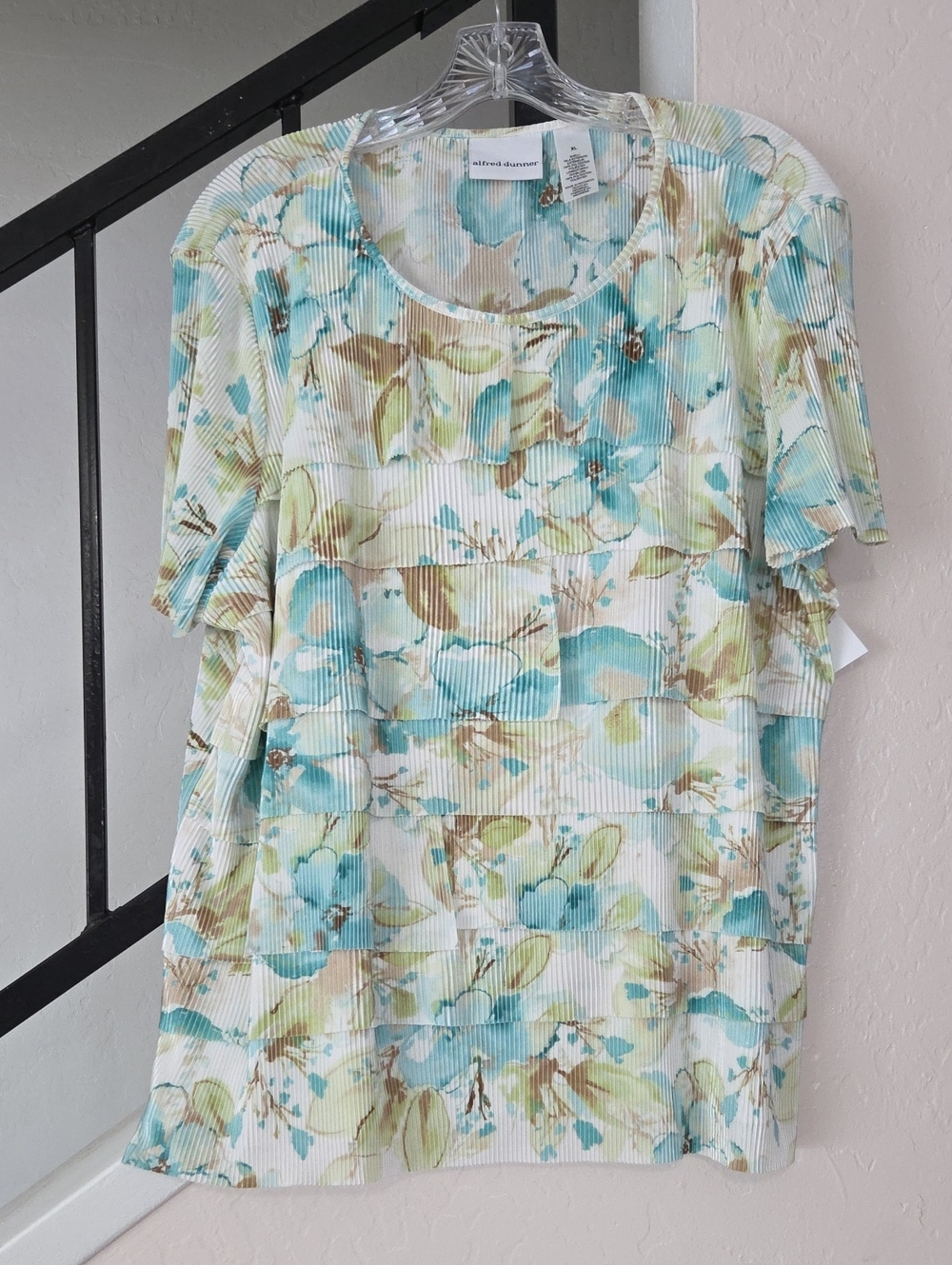 Alfred Dunner Aqua & Green Floral Short-Sleeve Tee Size XL